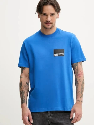 Karl Lagerfeld Jeans t-shirt bawełniany męski kolor niebieski z nadrukiem A1M17001
