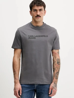 Karl Lagerfeld Jeans t-shirt bawełniany męski kolor szary z nadrukiem A1M17002