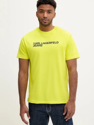 Karl Lagerfeld Jeans t-shirt bawełniany męski kolor zielony z nadrukiem A1M17002