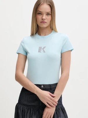 Karl Lagerfeld Jeans T-shirt damski bawełniany niebieski
