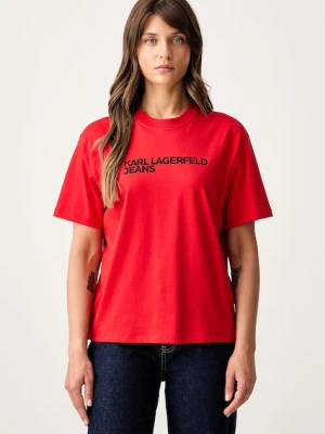 Karl Lagerfeld Jeans T-shirt damski bawełniany czerwony