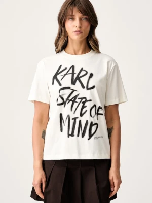 Karl Lagerfeld Jeans T-shirt damski bawełniany beżowy