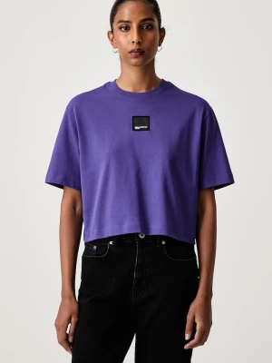Karl Lagerfeld Jeans T-shirt damski bawełniany fioletowy