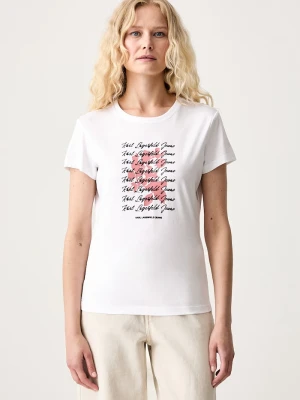 Karl Lagerfeld Jeans T-shirt damski z bawełną biały