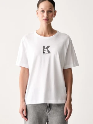 Karl Lagerfeld Jeans T-shirt damski z modalem biały