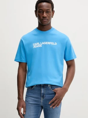 Karl Lagerfeld Jeans t-shirt męski bawełniany niebieski