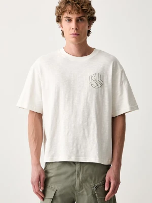Karl Lagerfeld Jeans T-shirt męski bawełniany beżowy