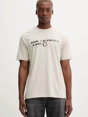 Karl Lagerfeld Jeans t-shirt męski kolor beżowy z nadrukiem A4M17022