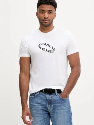 Karl Lagerfeld Jeans t-shirt męski kolor biały z nadrukiem A3M17037