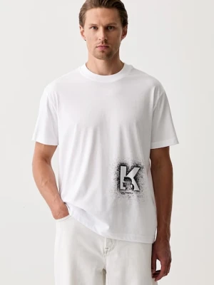Karl Lagerfeld Jeans T-shirt męski z bawełną biały