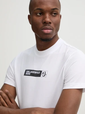 Karl Lagerfeld Jeans T-shirt męski z bawełną biały