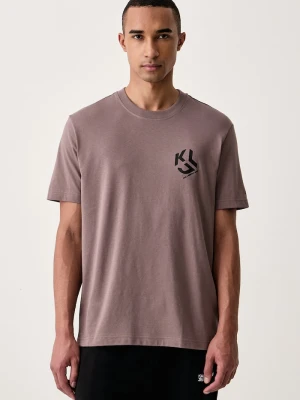 Karl Lagerfeld Jeans T-shirt męski z bawełną brązowy