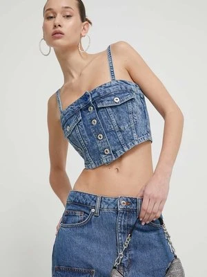 Karl Lagerfeld Jeans top jeansowy kolor niebieski