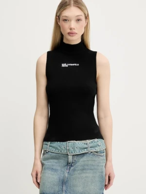 Karl Lagerfeld Jeans top kolor czarny z półgolfem A3W18013