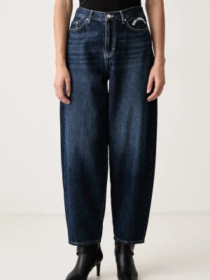 Karl Lagerfeld jeansy barrel damskie granatowy
