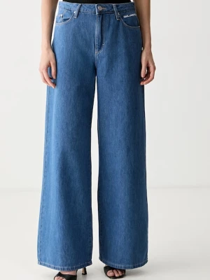 Karl Lagerfeld jeansy wide leg damskie IKON niebieski