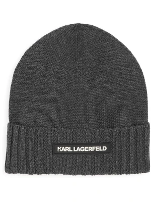 Karl Lagerfeld Kids Czapka w kolorze antracytowym rozmiar: 176