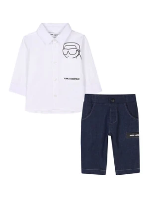 Karl Lagerfeld Kids Komplet koszula i spodnie materiałowe Z30505 S Granatowy Regular Fit