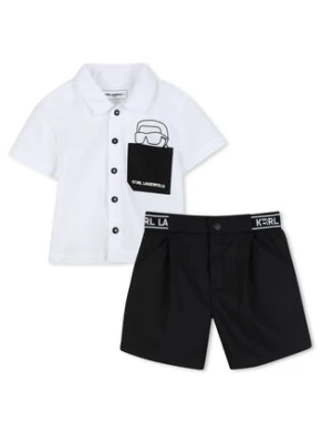 Karl Lagerfeld Kids Komplet koszula i szorty materiałowe Z31077 Czarny Regular Fit