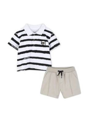 Karl Lagerfeld Kids Komplet polo i spodenki Z31068 M Beżowy Regular Fit