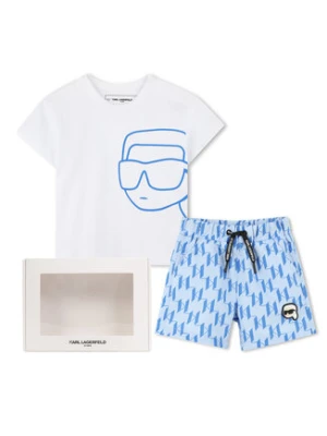 Karl Lagerfeld Kids Komplet t-shirt i spodenki Z30498 M Niebieski Regular Fit