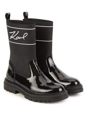 Karl Lagerfeld Kids Skórzane botki w kolorze czarnym rozmiar: 27