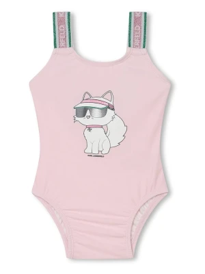 Karl Lagerfeld Kids Strój kąpielowy w kolorze jasnoróżowym ze wzorem rozmiar: 68