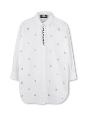 Karl Lagerfeld Kids Sukienka koszulowa Z30463 S Biały Relaxed Fit