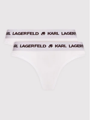KARL LAGERFELD Komplet 2 par stringów Logo Set 211W2126 Biały