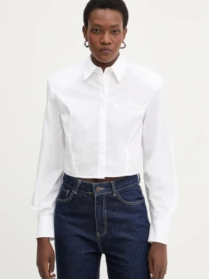 Karl Lagerfeld koszula bawełniana damska kolor biały relaxed z kołnierzykiem klasycznym B1W11034
