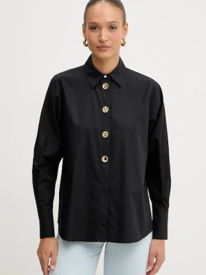 Karl Lagerfeld koszula bawełniana damska kolor czarny regular z kołnierzykiem klasycznym B1W11012