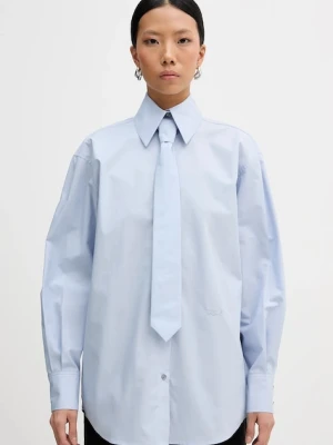 Karl Lagerfeld koszula bawełniana damska kolor niebieski relaxed z kołnierzykiem klasycznym B1W11002