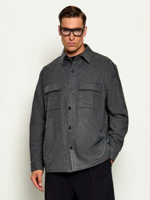 Karl Lagerfeld Koszula | Loose fit | z dodatkiem wełny grafitowy