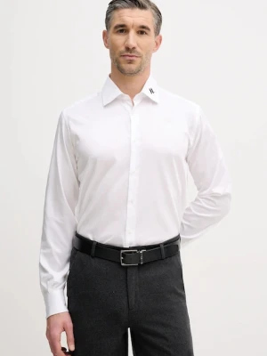 Karl Lagerfeld koszula męska kolor biały regular z kołnierzykiem włoskim 561602.605041