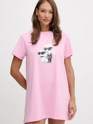 Karl Lagerfeld koszula nocna bawełniana IKON damska kolor różowy bawełniana A3W45007