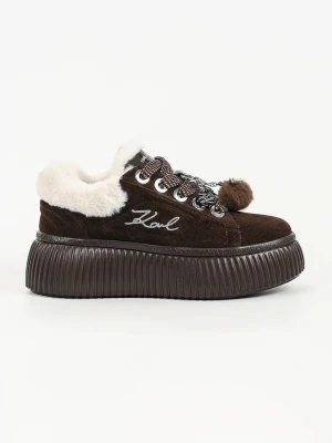 Karl Lagerfeld Kreeper sneakersy damskie zamszowe brązowy