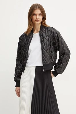 Karl Lagerfeld kurtka bomber damski kolor czarny przejściowa 246W1509