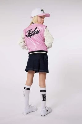 Karl Lagerfeld kurtka bomber dziecięca kolor różowy