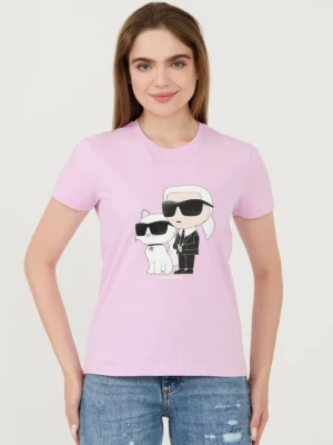 KARL LAGERFELD Lawendowy t-shirt Ikonik 2.0