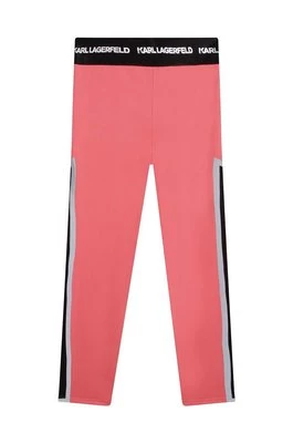 Karl Lagerfeld legginsy dziecięce kolor różowy z nadrukiem