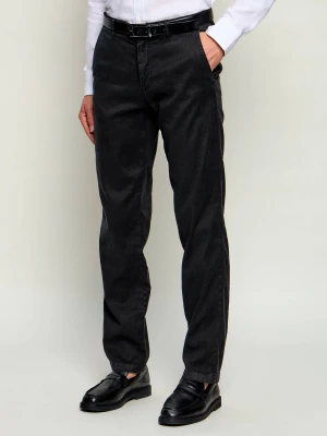 Karl Lagerfeld Lniane spodnie chino KL-CHASE | Regular Fit czarny