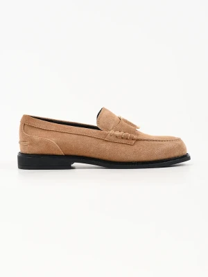 Karl Lagerfeld loafersy damskie zamszowe Mia beżowy