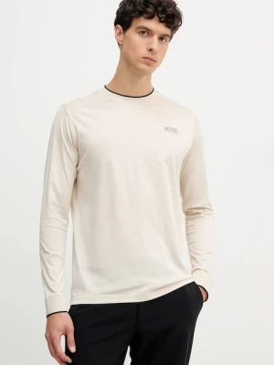 Karl Lagerfeld longsleeve bawełniany kolor beżowy z nadrukiem 554200.755001