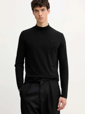 Karl Lagerfeld longsleeve bawełniany kolor czarny gładki 554226.755022