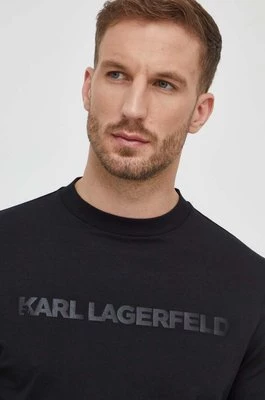 Karl Lagerfeld longsleeve bawełniany kolor czarny z nadrukiem