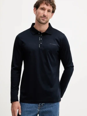 Karl Lagerfeld longsleeve bawełniany kolor granatowy gładki 554200.745002