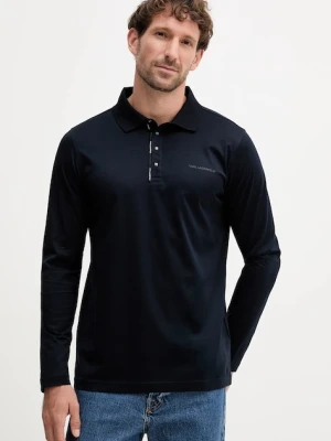 Karl Lagerfeld longsleeve bawełniany kolor granatowy gładki 554200.745002