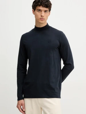 Karl Lagerfeld longsleeve bawełniany kolor granatowy gładki 554226.755022