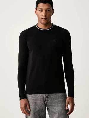 Karl Lagerfeld longsleeve męski bawełniany z elastanem czarny