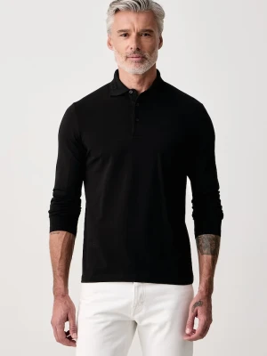 Karl Lagerfeld longsleeve męski bawełniany z elastanem czarny